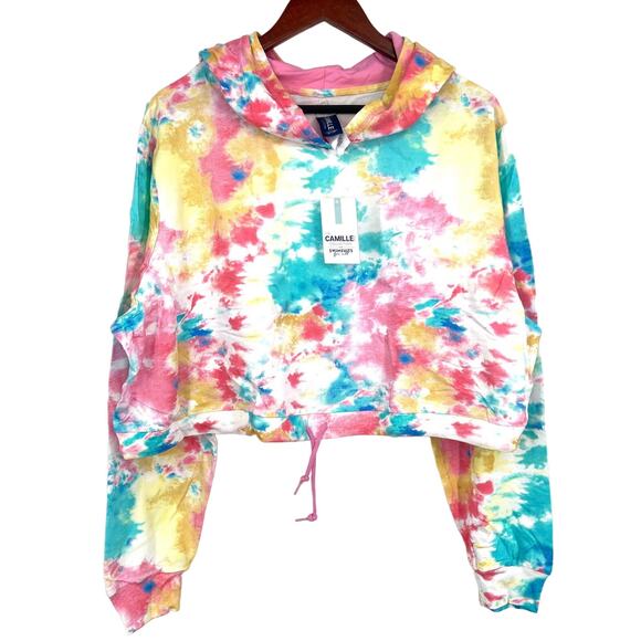 NWT Camille Kostek Size 1XL Rainbow Pastel Hoodie Beach Blouse Shirt Top Travel - Picture 2 of 8